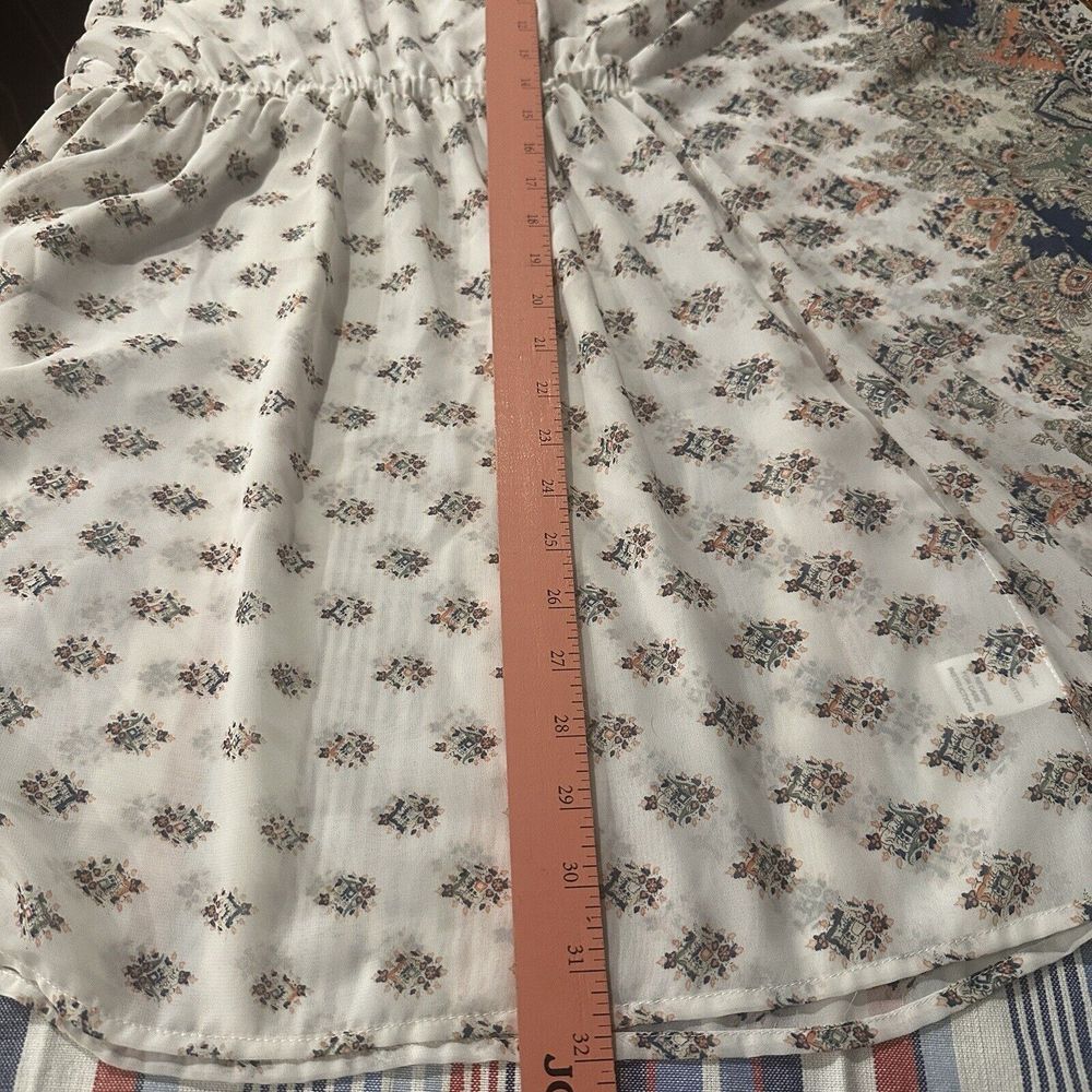 En Creme Anthropologie Tunic Top Women's Small Flared Sleeve Sheer Boho‎ Floral - Picture 13 of 13